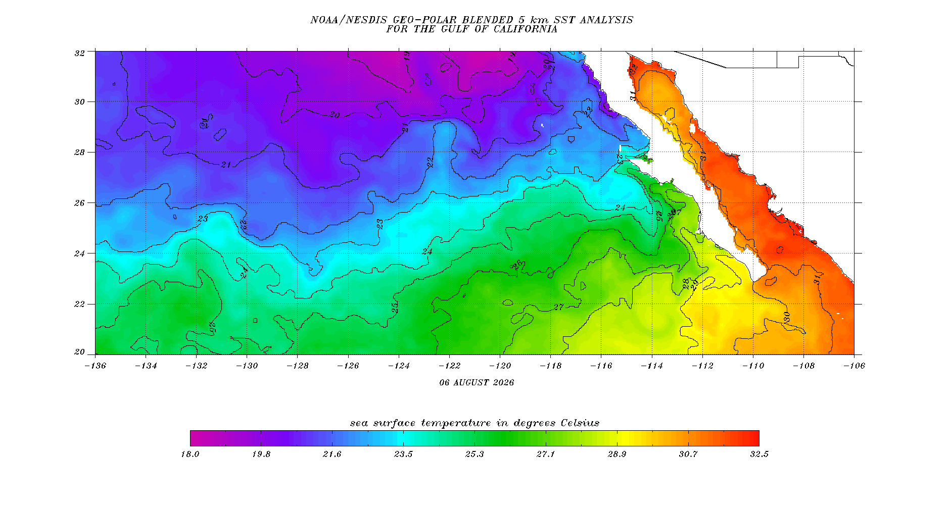 Sea surface temps with contours